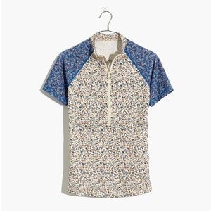 Madewell Second Wave Short-Sleeve Rash Guard in Fieldwalk Mix